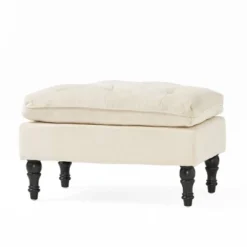 Jeremy Tufted Ottoman Crème Velvet - Christopher Knight Home: Upholstered Footrest, Hardwood Frame, 200lb Capacity -Ckhome2u Store GUEST 85df4684 9864 4adc 8716 cff7177ba157