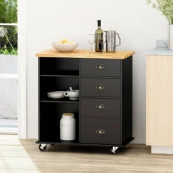 Provence Contemporary Kitchen Cart With Wheels - Christopher Knight Home