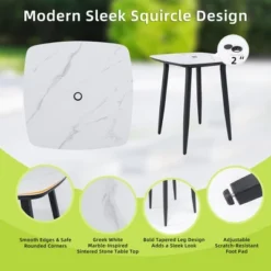 Christopher Knight Home Esther 35.4'' Square Aluminum Bar Table With Marble-Inspired Sintered Stone Top -Ckhome2u Store GUEST 88c98041 ba5e 48dc 9e44 4213ed1dd930