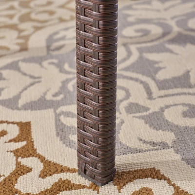 Baldwin 5pc Acacia Wood & Wicker Dining Set - Teak/Brown/Cream - Christopher Knight Home 2 Baldwin 5pc Acacia Wood & Wicker Dining Set - Teak/Brown/Cream - Christopher Knight Home - Image 2