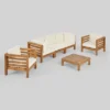 Oana 6pc Acacia Wood Sofa Chat Set Teak/Beige - Christopher Knight Home -Ckhome2u Store GUEST 8b203cd5 4ef0 4e78 856d 94d1173142f9