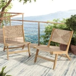 Christopher Knight Home Karla Outdoor Rustic Acacia Wood And Rattan Armless Lounge Chair (Set Of 2) -Ckhome2u Store GUEST 8b2b6efc 186a 4fe9 815c 0027b13890e2