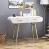 Dehaviland Modern Wood Vanity Table White/Champagne Gold - Christopher Knight Home -Ckhome2u Store GUEST 8d1454ff 2f59 47ee b5d6 e91fa02f665a