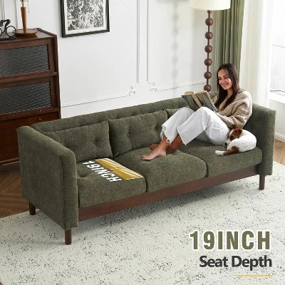 78"W Sofa Couch, Modern Upholstered 3-seater Sofa Chair With Tufted Design For Living Room -Christopher Knight Home 3 78"W Sofa Couch, Modern Upholstered 3-seater Sofa Chair With Tufted Design For Living Room -Christopher Knight Home - Image 3