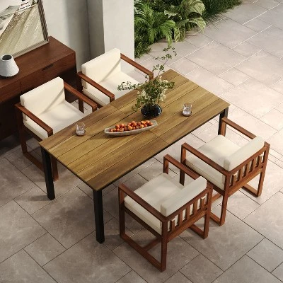 Christopher Knight Home Valoria 5 Pcs Acacia Wood Slat Panel Dining Set 1 Christopher Knight Home Valoria 5 Pcs Acacia Wood Slat Panel Dining Set