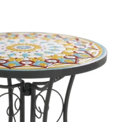Christopher Knight Home Anna Outdoor Iron And Ceramic Tile Floral Design Accent Table, Colorful/Black -Ckhome2u Store GUEST 8edb7b05 2bf1 4dec ba17 21d10fd56e92