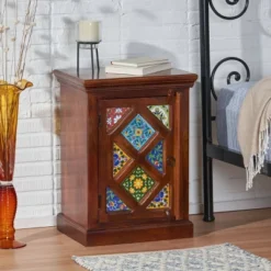 Pocatello Handcrafted Boho Mango Wood Nightstand Walnut - Christopher Knight Home