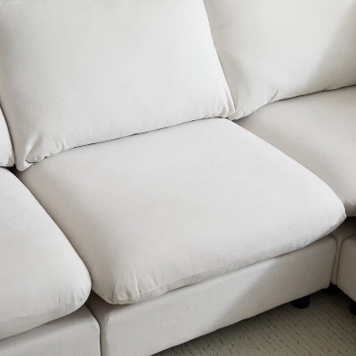 Christopher Knight Home Acker 4 Pieces Modern L Shape Upholstered Sectional Sofa Set, White 9 Christopher Knight Home Acker 4 Pieces Modern L Shape Upholstered Sectional Sofa Set, White - Image 9