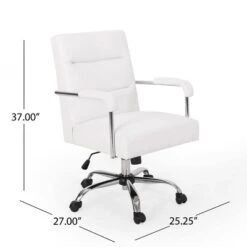 Gehring Modern Channel Stitched Swivel Office Lift Chair White/Chrome - Christopher Knight Home -Ckhome2u Store GUEST 9210076e 3b59 4809 bbb2 7dfd2946a37f