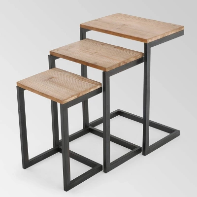 Tohono Nesting Tables Antique Firwood (Set Of 3) - Christopher Knight Home 3 Tohono Nesting Tables Antique Firwood (Set Of 3) - Christopher Knight Home - Image 3