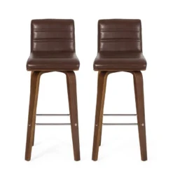 2pc Hargis Mid Century Modern Channel Stitch Bentwood Swivel Counter Height Barstools - Christopher Knight Home -Ckhome2u Store GUEST 9a61a2f7 1bb6 4656 847c 9adf7fc3ef58