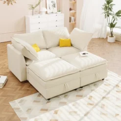 Christopher Knight Home Moloney Modular Sectional Sofa With Double Layer Seat Cushions And Storage