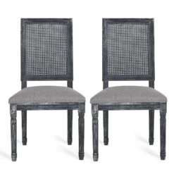 Christopher Knight Home Brownell French Country Fabric Upholstered Wood And Cane Dining Chairs (Set Of 2) -Ckhome2u Store GUEST 9d8cd5cd 11fd 421a b216 a37d2c69f4fb