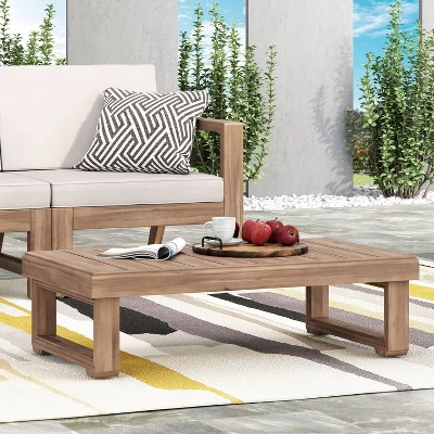 Westchester Outdoor Acacia Wood Rectangular Coffee Table Brown Wash - Christopher Knight Home 2 Westchester Outdoor Acacia Wood Rectangular Coffee Table Brown Wash - Christopher Knight Home - Image 2