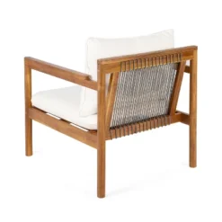 Christopher Knight Home Negley Outdoor Acacia Wood And Rope Weave Club Chair With Water Resistant Cushion -Ckhome2u Store GUEST 9edb28de 5bf0 4b05 b558 65432f17f315
