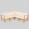 Perla 5pc Patio Sectional Sofa - Teak/Cream - Christopher Knight Home -Ckhome2u Store GUEST 9f1e6536 08d8 4c00 a84c e61ab9a4210a