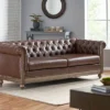 Castalia Chesterfield Tufted 3 Seater Sofa With Nailhead Trim Dark Brown/Natural - Christopher Knight Home -Ckhome2u Store GUEST a1687a3b 205c 41f3 a7f3 725e8b0b2bc7
