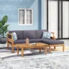 Christopher Knight Home Sloane Outdoor Acacia Wood 3 Seater Sofa Chat Set With Ottoman, Teak And Dark Gray -Ckhome2u Store GUEST a31844fc 29ec 4226 804e 4bc30f91ab6d
