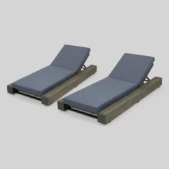 Broadway 2pk Acacia Wood Chaise Lounge Gray/Dark Gray - Christopher Knight Home: Weather-Resistant, Poolside Lounging -Ckhome2u Store GUEST a4d10af2 7e80 4586 8542 3cebf8e6d44b