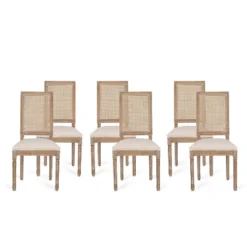 Christopher Knight Home Brownell French Country Wood And Cane Upholstered Dining Chairs (Set Of 6) -Ckhome2u Store GUEST a739b68f 516a 4d90 a138 e7d31bbc545d