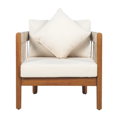 Christopher Knight Home Clifton Patio Rustic Acacia And Rope Upholstered Club Chair With Curved Back 3 Christopher Knight Home Clifton Patio Rustic Acacia And Rope Upholstered Club Chair With Curved Back - Image 3