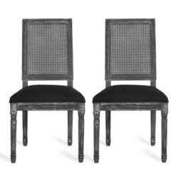 Set Of 2 Regina French Country Wood And Cane Upholstered Dining Chairs - Christopher Knight Home -Ckhome2u Store GUEST aa9f6d45 9932 4cb1 856a 59d5549f95ee