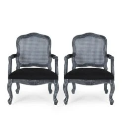 Set Of 2 Andrea French Country Wood And Cane Upholstered Dining Armchairs - Christopher Knight Home -Ckhome2u Store GUEST aac7cb3e c08e 4e47 aead 67a56d29d361