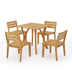 Christopher Knight Home Wren Outdoor 5 Pieces Acacia Wood Dining Set, Teak -Ckhome2u Store GUEST abe64e56 0656 4352 a617 b445728b7338