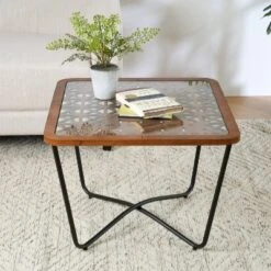 Christopher Knight Home Tierney Industrial Tempered Glass And Metal Square Coffee Table With Geometric Pattern -Ckhome2u Store GUEST adc3767c 6243 473a 93b1 0f36a0b08550