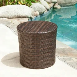 Keaton Wicker Barrel Side Table - Brown- Christopher Knight Home -Ckhome2u Store GUEST b07df02b 3a67 4526 b555 4dea127df809