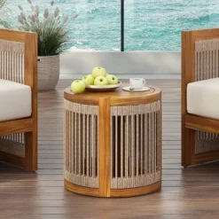 Christopher Knight Home Eland Boho Outdoor Acacia Wood Handwoven Rope Slatted Side Table -Ckhome2u Store GUEST b0ab5d0f 87c2 4c47 b708 814a67b1c9eb