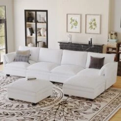 Christopher Knight Home 141.5'' Fabric U-Shaped Sectional Sofa With Ottoman And Pockets -Ckhome2u Store GUEST b22ace52 371d 458b 82d4 772e55d9b4fc