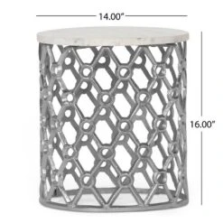 Lenhart Modern Glam Handcrafted Marble Top Aluminum Side Table Nickel/White - Christopher Knight Home -Ckhome2u Store GUEST b572c300 826c 482d afc7 180a77d6357a