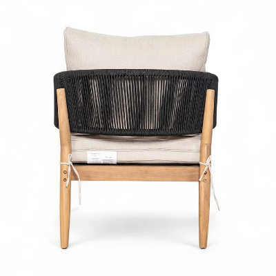 Christopher Knight Home Ryoma Modern Patio Acacia Wood Woven Rope Club Chair With Cushions (Set Of 2) 6 Christopher Knight Home Ryoma Modern Patio Acacia Wood Woven Rope Club Chair With Cushions (Set Of 2) - Image 6