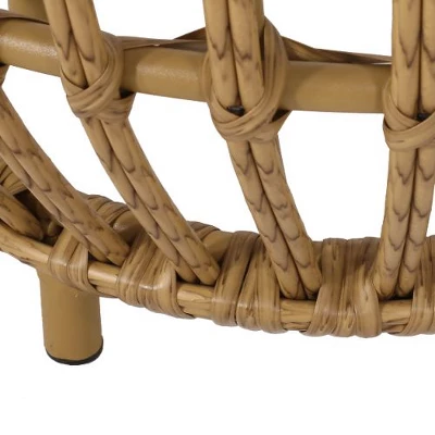 Boho Faux Rattan Outdoor Side Table, Handcrafted Patio Coffee Table, 19.7" Cylinder Patio End Tables -Christopher Knight Home, Light Brown 6 Boho Faux Rattan Outdoor Side Table, Handcrafted Patio Coffee Table, 19.7" Cylinder Patio End Tables -Christopher Knight Home, Light Brown - Image 6