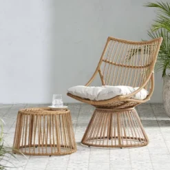 2pc Caryl Outdoor Faux Wicker Chair & Side Table Set With Cushion, UV Protection - Christopher Knight Home -Ckhome2u Store GUEST b8d123dc bb8a 4dc8 bf6e fde9482e235a
