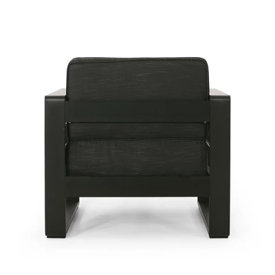 Christopher Knight Home Gabriel Outdoor Aluminum Club Chair With Cushions (Set Of 2), Black/Dark Gray 5 Christopher Knight Home Gabriel Outdoor Aluminum Club Chair With Cushions (Set Of 2), Black/Dark Gray - Image 5