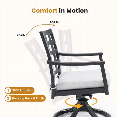 Christopher Knight Home Beau Outdoor Lattice Backrest Aluminum Swivel Rockers Chair With Removable Sunbrella Fabric Cushion(Set Of 2) 4 Christopher Knight Home Beau Outdoor Lattice Backrest Aluminum Swivel Rockers Chair With Removable Sunbrella Fabric Cushion(Set Of 2) - Image 4