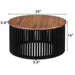 Christopher Knight Home Zanvia 30" Round Acacia Wood Coffee Table With Slatted Base -Ckhome2u Store GUEST bd942556 feec 42cc bb36 ba072c903e3b
