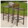 Milos Set Of 2 Acacia Barstool - Dark Brown / Rustic Metal - Christopher Knight Home