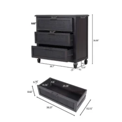 Newell Rustic Acacia Wood And Cane 3 Drawer Dresser Dark Gray - Christopher Knight Home -Ckhome2u Store GUEST c1a90296 4dd4 4fb7 987e 80d5729c1a92