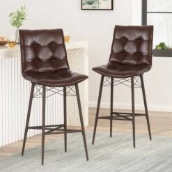 2pc Pineview Contemporary Tufted Counter Height Barstools - Christopher Knight Home