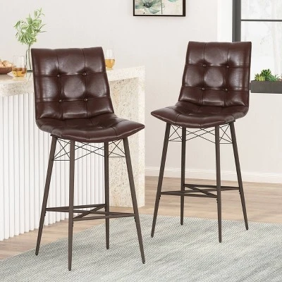 2pc Pineview Contemporary Tufted Counter Height Barstools - Christopher Knight Home 1 2pc Pineview Contemporary Tufted Counter Height Barstools - Christopher Knight Home