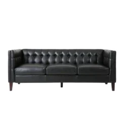 Pondway Contemporary Faux Leather Tufted 3 Seater Sofa - Christopher Knight Home -Ckhome2u Store GUEST c3f81b65 db38 4109 a2b5 4ef5d42d4161