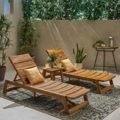 Christopher Knight Home Mahi Outdoor Acacia Wood 3 Piece Chaise Lounge Chat Set -Ckhome2u Store GUEST c40c78a6 24a5 483e b5d3 210f1add60c0