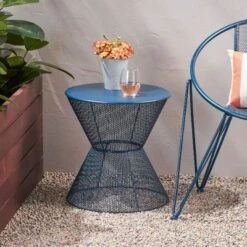 Round Patio Side Table For Outside Use, 17.75" Diameter Iron Outdoor End Table, Patio End Table -Christopher Knight Home -Ckhome2u Store GUEST c4e9321b 276e 4082 8714 88e4b8e33259