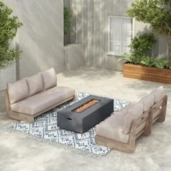 Christopher Knight Home Ryneth 69'' Mid-Century Modern Outdoor Acacia Wood 3-Seater Sofa With Thick Cushion -Ckhome2u Store GUEST c562e346 93b1 437e b91d d77c11acd83f