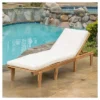 Ariana Acacia Wood Patio Chaise Lounge With Cushion -Teak Finish - Christopher Knight Home: Poolside Daybed, Adjustable Back -Ckhome2u Store GUEST c61b21cb be4c 43bf a45b ef190f6c0803