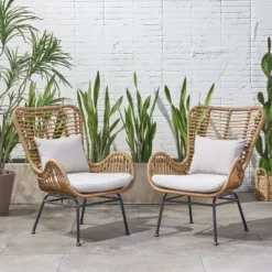 Christopher Knight Home Bechtel Outdoor Wicker Wrapped Club Chairs With Cushion (Set Of 2) -Ckhome2u Store GUEST c74d6b08 5885 4795 8340 b4298af10006