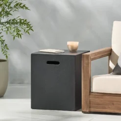 Aidan Outdoor Light Weight Concrete Square Tank Holder Side Table Dark Gray - Christopher Knight Home: Modern Patio Furniture, No Assembly Required -Ckhome2u Store GUEST c7b6214d c0c1 4384 abd1 d9f6eae16ebf